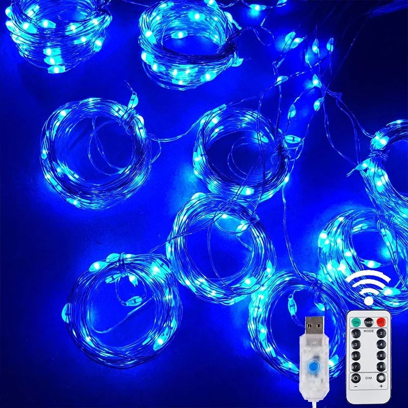 Ghirlande luminoase cu LED-uri pentru decorațiuni de ghirlande de Crăciun, 8 moduri, telecomandă USB, petrecere de vacanță de nu