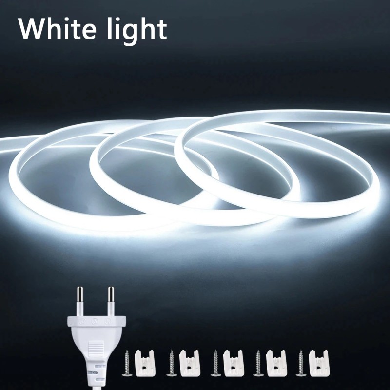 Bandă LED COB 220V Lumină LED de înaltă luminozitate Bandă de bandă flexibilă impermeabilă pentru cameră, dormitor, bucătărie, i