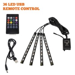Neon 48 72 LED Lumină ambientală pentru interiorul mașinii pentru picior cu telecomandă fără fir USB Control aplicație muzicală 