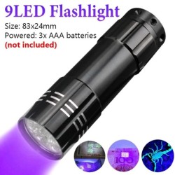 Lanternă UV Lanternă de mână cu lumină neagră 395nm Mini detector de lanternă cu lumină pentru pete de urină pentru câini animal