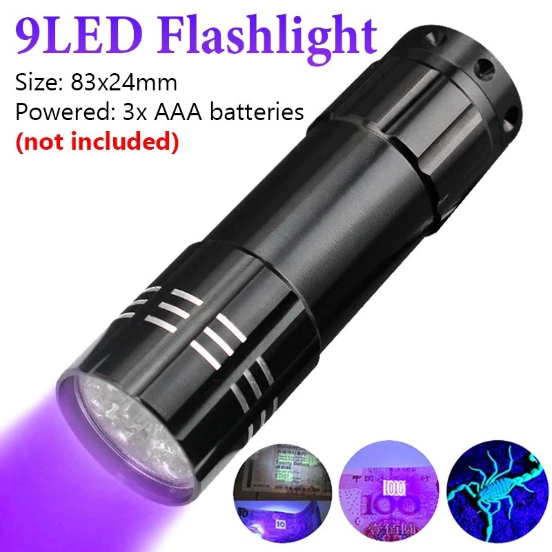 Lanternă UV Lanternă de mână cu lumină neagră 395nm Mini detector de lanternă cu lumină pentru pete de urină pentru câini animal
