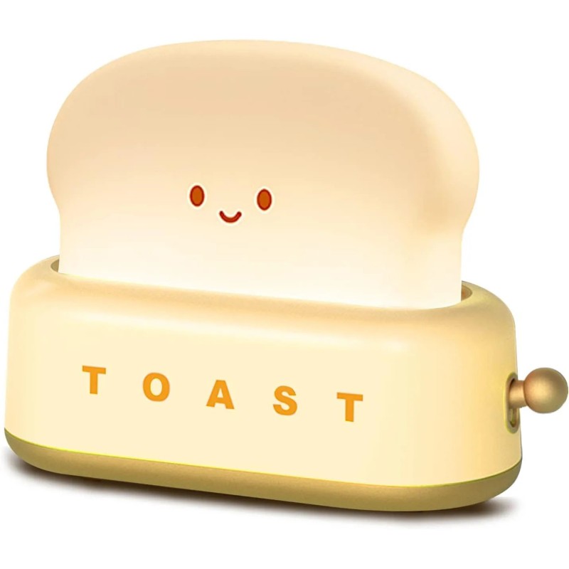 BANDIAN Toast Lumină de noapte LED cu desene animate Decor drăguț pentru casă Lămpi de masă cu pâine Kawaii Lumină portabilă de 