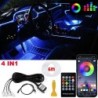 Strip de lumini ambientale cu LED-uri pentru interiorul mașinii, fibră optică RGB, kit de iluminat cu neon, cu telecomandă APP, 