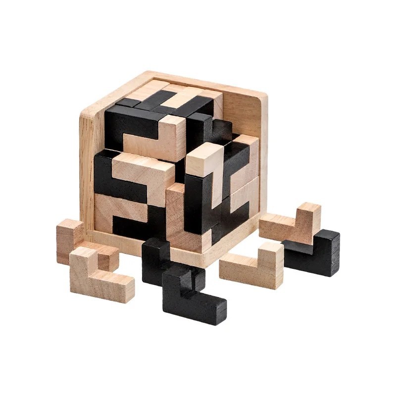 Cub 3D Puzzle Luban Interlocking Creativ Educativ Jucărie din lemn Creier IQ Mind Joc de învățare timpurie Cadou pentru copii Li