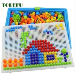 296 bucăți/set cutie de mărgele pentru unghii cu ciuperci din cereale Jocuri de puzzle 3D inteligente Jocuri puzzle pentru copii