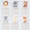 Autocolante de perete cu animale drăguțe din Africa, 2 bucăți de desene animate, elefant, girafă, urs, vulpe, cameră pentru copi