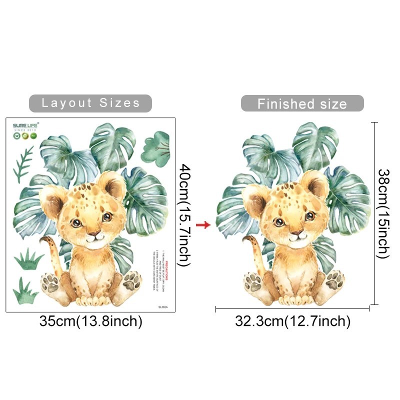 Desen animat junglă animale frunze acuarelă autocolante de perete de vinil pentru camera de copii decorarea camerei creșă elefan Desen animat junglă animale frunze acuarelă autocolante de perete de vinil pentru camera de copii decorarea camerei creșă elefan