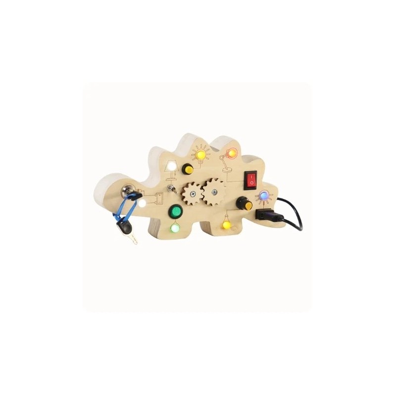 Montessori Busy Board Jucării senzoriale din lemn cu comutator de lumină LED Placă de control Activități de călătorie Jocuri pen