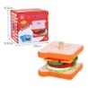 Jucării de stivuire Burger din lemn Montessori pentru copii mici, copii preșcolari, jucării educative de învățare, abilități mot
