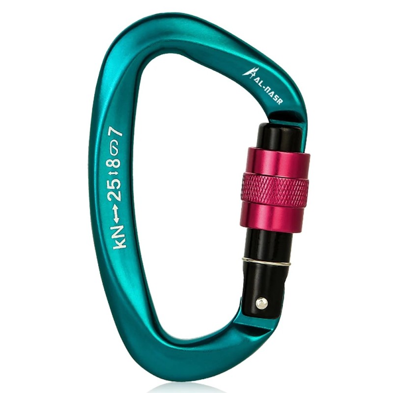 Carabinier profesional în formă de D de 25KN, șurub, poarta de blocare, carabinier pentru alpinism, echipament pentru apele, ech
