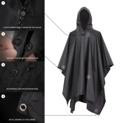 Poncho de ploaie, rezistent la apă, cu glugă, haină de ploaie, covoraș de picnic, pătură, adăpost solar pentru camping în aer li