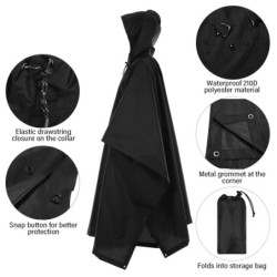 Poncho de ploaie, rezistent la apă, cu glugă, haină de ploaie, covoraș de picnic, pătură, adăpost solar pentru camping în aer li