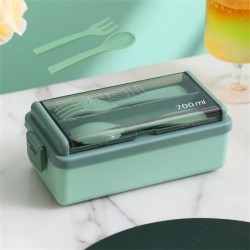 Cutie de prânz portabilă cu două straturi pentru copii cu furculiță și lingură Cutii Bento pentru cuptorul cu microunde Set de v