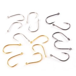 Aorace 100 buc set de cârlige de pescuit din oțel carbon, un singur cerc, cârlig de pescuit cu muscă, cârlige ghimpate pentru cr