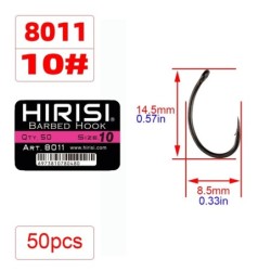 Hirisi 50 buc. Acoperire cârlige ghimpate din oțel inoxidabil cu conținut ridicat de carbon Pachet de cârlige de pescuit la crap