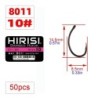 Hirisi 50 buc. Acoperire cârlige ghimpate din oțel inoxidabil cu conținut ridicat de carbon Pachet de cârlige de pescuit la crap