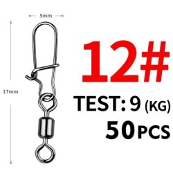MEREDITH 50 buc. Accesorii pentru pescuit la stiuca Conector Pin rulment Rotul pivotant din oțel inoxidabil Snap cârlig de pește