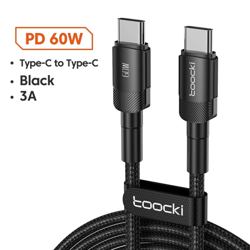 Cablu Toocki 100W tip C la USB C PD 3.0 Încărcare rapidă 4.0 Încărcare rapidă Tip C la tip C pentru iPhone 15 Macbook Samsung Xi
