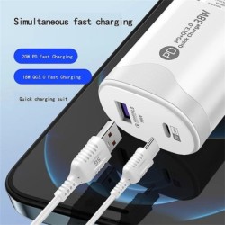 Încărcător de perete Tatal 38W Adaptor de încărcare rapidă PD20W Power3.0 cu cablu USB tip C pentru Xiaomi iPhone Samsung
