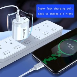 Încărcător de perete Tatal 38W Adaptor de încărcare rapidă PD20W Power3.0 cu cablu USB tip C pentru Xiaomi iPhone Samsung