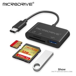 Adaptor Micro USB tip C 3 în 1 Cititor de carduri USB TF SD Card de memorie USB-C Adaptor OTG Disc U pentru Macbook Samsung Huaw
