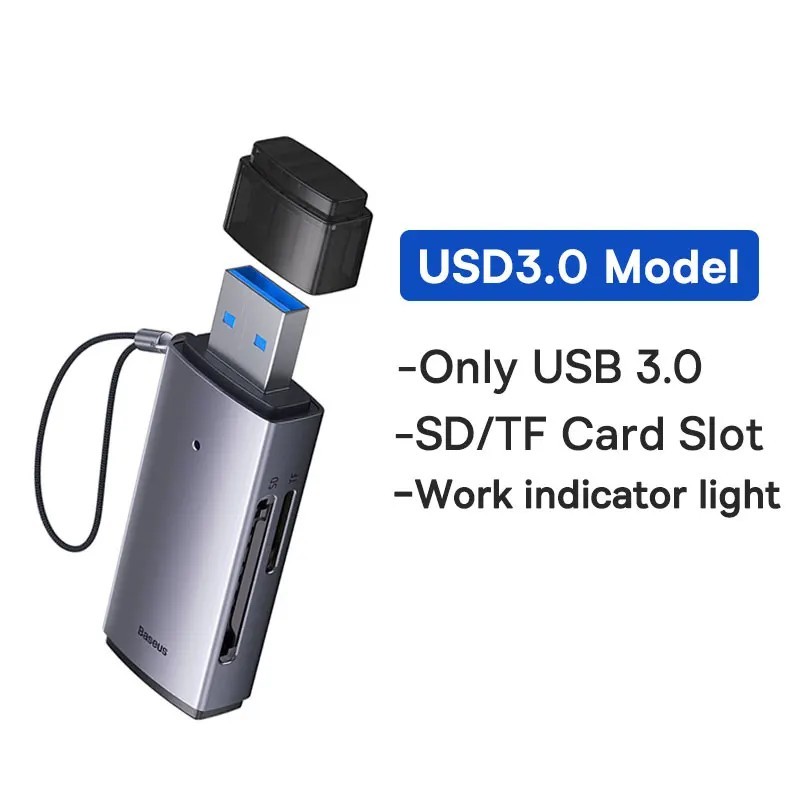 Cititor de carduri Baseus USB C și USB3.0 la SD Micro SD TF Dispozitiv de card de memorie 104MB/s 2TB Cititor de carduri intelig