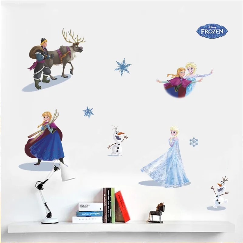Drăguț Olaf Elsa Regina Anna Printesa Autocolante de perete Anime Camera de copii Plinta Decorare pentru casa Desene animat Artă