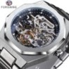 Forsining Casual ceas automat 3D Diamond Skeleton Hollow Ceasuri de mână pentru bărbați Ceasuri militare luminoase Tourbillon Mo