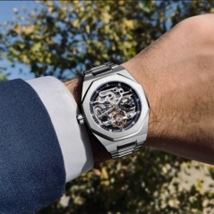 Forsining Casual ceas automat 3D Diamond Skeleton Hollow Ceasuri de mână pentru bărbați Ceasuri militare luminoase Tourbillon Mo