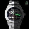 Forsining Casual ceas automat 3D Diamond Skeleton Hollow Ceasuri de mână pentru bărbați Ceasuri militare luminoase Tourbillon Mo