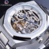 Forsining Casual ceas automat 3D Diamond Skeleton Hollow Ceasuri de mână pentru bărbați Ceasuri militare luminoase Tourbillon Mo