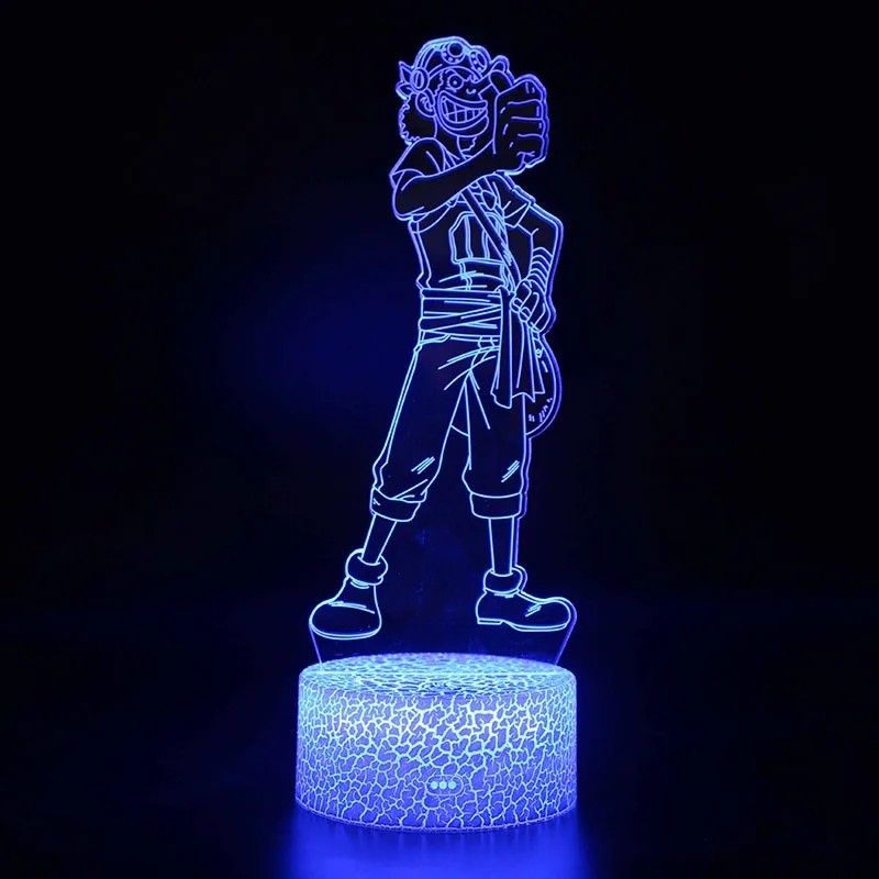 One Piece Zoro Luffy Nami Anime Night Lights Figura de acțiune 3D LED Jucării care schimbă culoare Papusa Usopp Sanji Chopper Ha