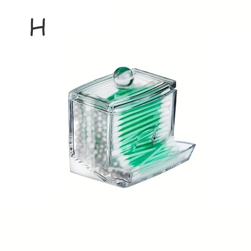 Cutie de depozitare din acril cu capac Suport Qtip Dozator Borcan de plastic transparent Organizator de machiaj Organizare de de