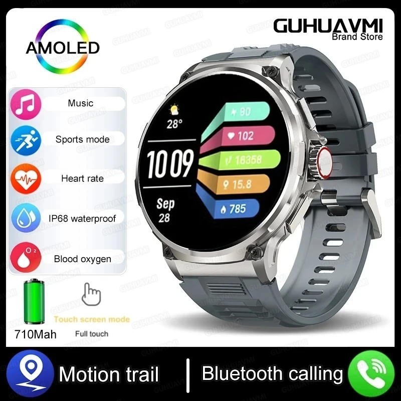 For Xiaomi Huawei 1.85"ultra HD Bluetooth Call Smart Watch Men GPS Track 710mAH Large Battery 400+Dial IP68Waterproof Smartwatch