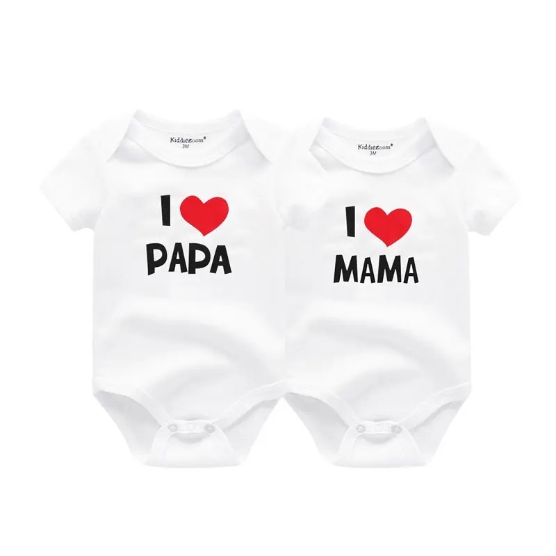 Kiddiezoom 2 buc/lot Four Seasons I love Papa Mama Nou-născut Băiat Fată Body moale 100% bumbac Onesies pentru bebeluși Haine ge