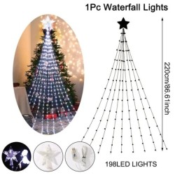 Lumini LED Cascada Steaua Decoratiuni de Craciun Snur Ornamente pentru brad de Craciun pentru casa 2024 Navidad Natal Anul Nou 2