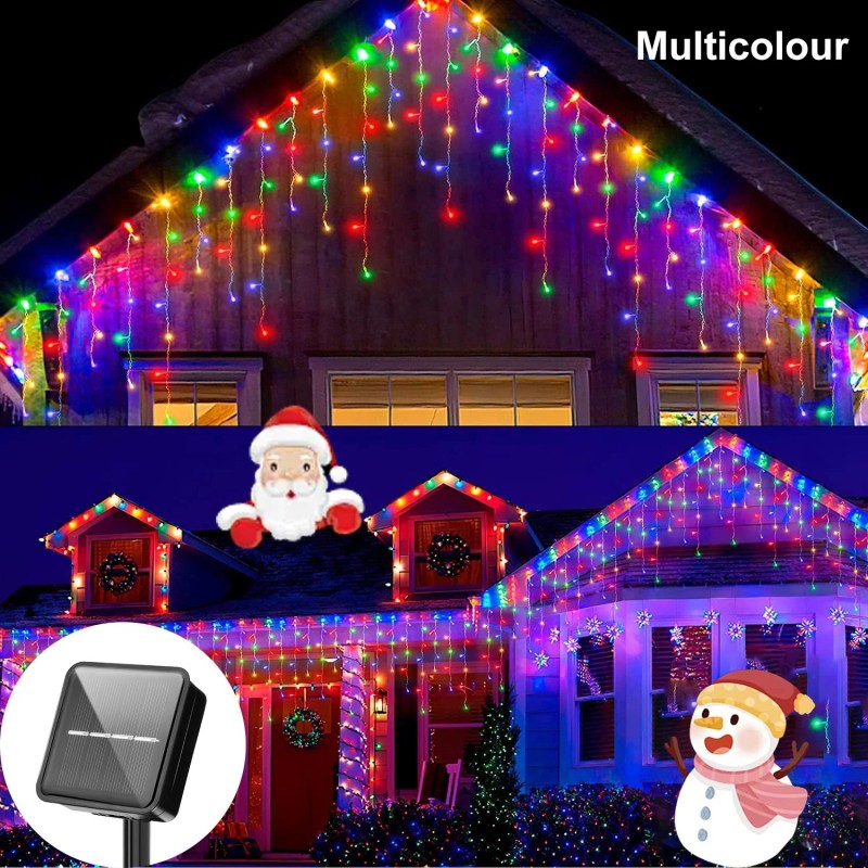 3.5M/7.5M Cortina solară Icicle Light Decor pentru streașină în aer liber Lumini pentru grădină, petrecere, curte, decorare de C