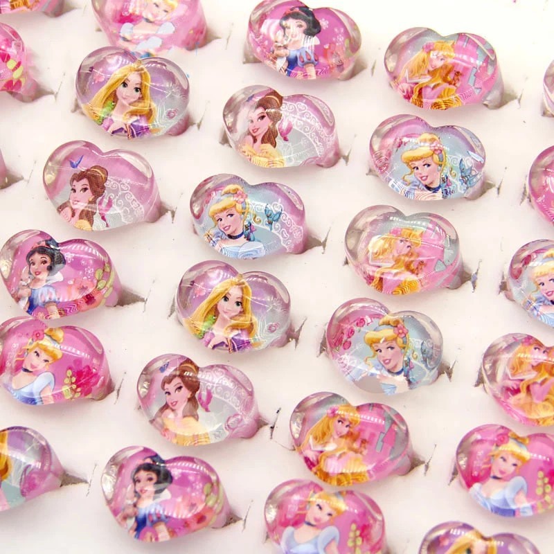 12 buc. Disney Frozen Elsa Anna Printesa Inel acrilic Minnie Mouse Unicorn Decor pentru petreceri pentru copii Cadouri pentru fe