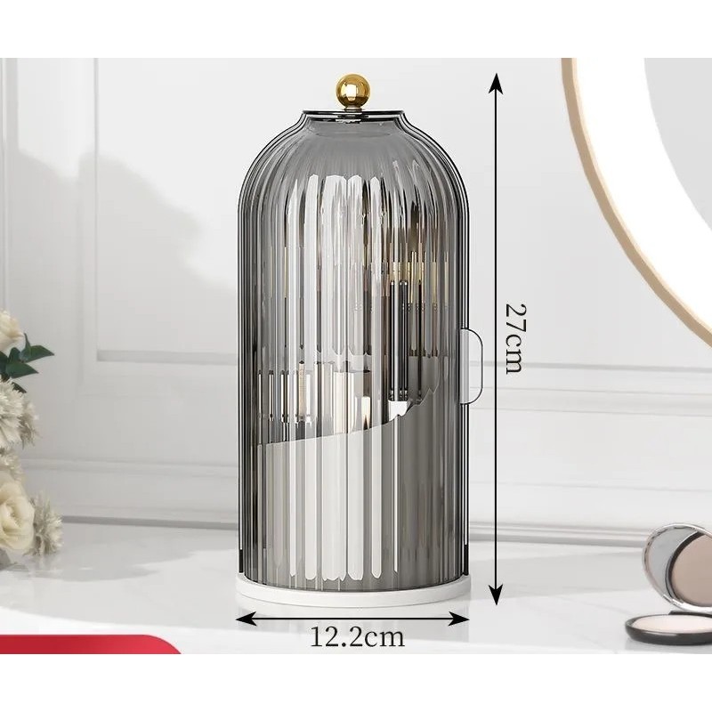 Suport perie de machiaj rotativ 360° cu capac Organizator cosmetic de lux Ruj pentru sprâncene Suport creion Cutie de depozitare