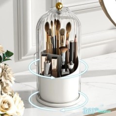 Suport perie de machiaj rotativ 360° cu capac Organizator cosmetic de lux Ruj pentru sprâncene Suport creion Cutie de depozitare