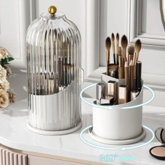 Suport perie de machiaj rotativ 360° cu capac Organizator cosmetic de lux Ruj pentru sprâncene Suport creion Cutie de depozitare