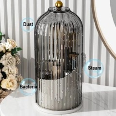 Suport perie de machiaj rotativ 360° cu capac Organizator cosmetic de lux Ruj pentru sprâncene Suport creion Cutie de depozitare