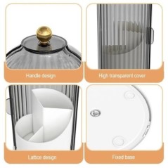 Suport perie de machiaj rotativ 360° cu capac Organizator cosmetic de lux Ruj pentru sprâncene Suport creion Cutie de depozitare