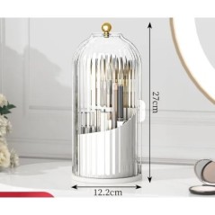 Suport perie de machiaj rotativ 360° cu capac Organizator cosmetic de lux Ruj pentru sprâncene Suport creion Cutie de depozitare