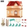 Simulare Bucătărie Pădure Familie Casă mică Vilă dublă cu trei etaje Reni Model animal Fată Casă de păpuși Mobilier Jucărie Cado