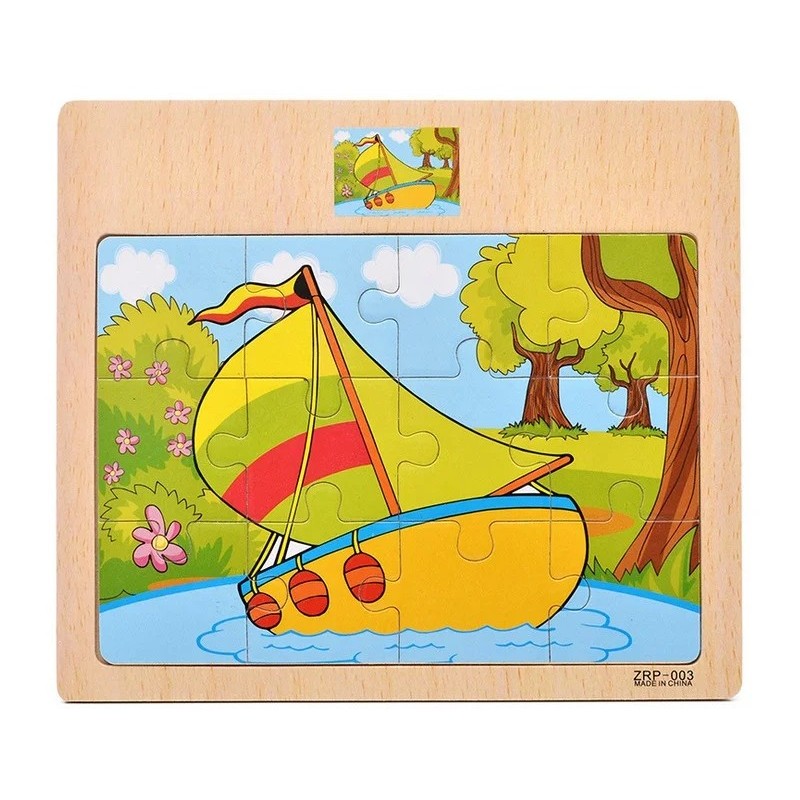 Reducere 12/9 buc. Puzzle-uri din lemn pentru copii, din lemn pentru copii, desene animate, animale, jucării educative pentru în