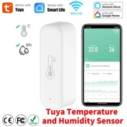 Tuya WiFi Temperatură și umiditate Smart Home Termometru Higrometru APP Alarma de la distanță Funcționează cu Alexa Google Home
