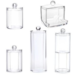 Organizator de machiaj acrilic Tampoane de bumbac Container Qtip Machiaj cosmetic Organizator de tampon de bumbac Cutie de depoz