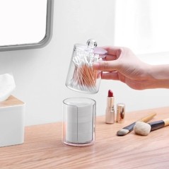 Organizator de machiaj acrilic Tampoane de bumbac Container Qtip Machiaj cosmetic Organizator de tampon de bumbac Cutie de depoz