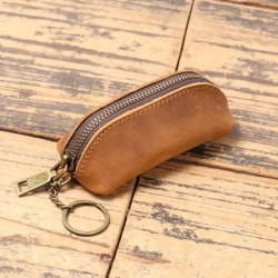 Poșetă cu monede din piele naturală Portofel vintage cu fermoar Suport pentru carduri de credit Husă pentru carduri Suport chei 